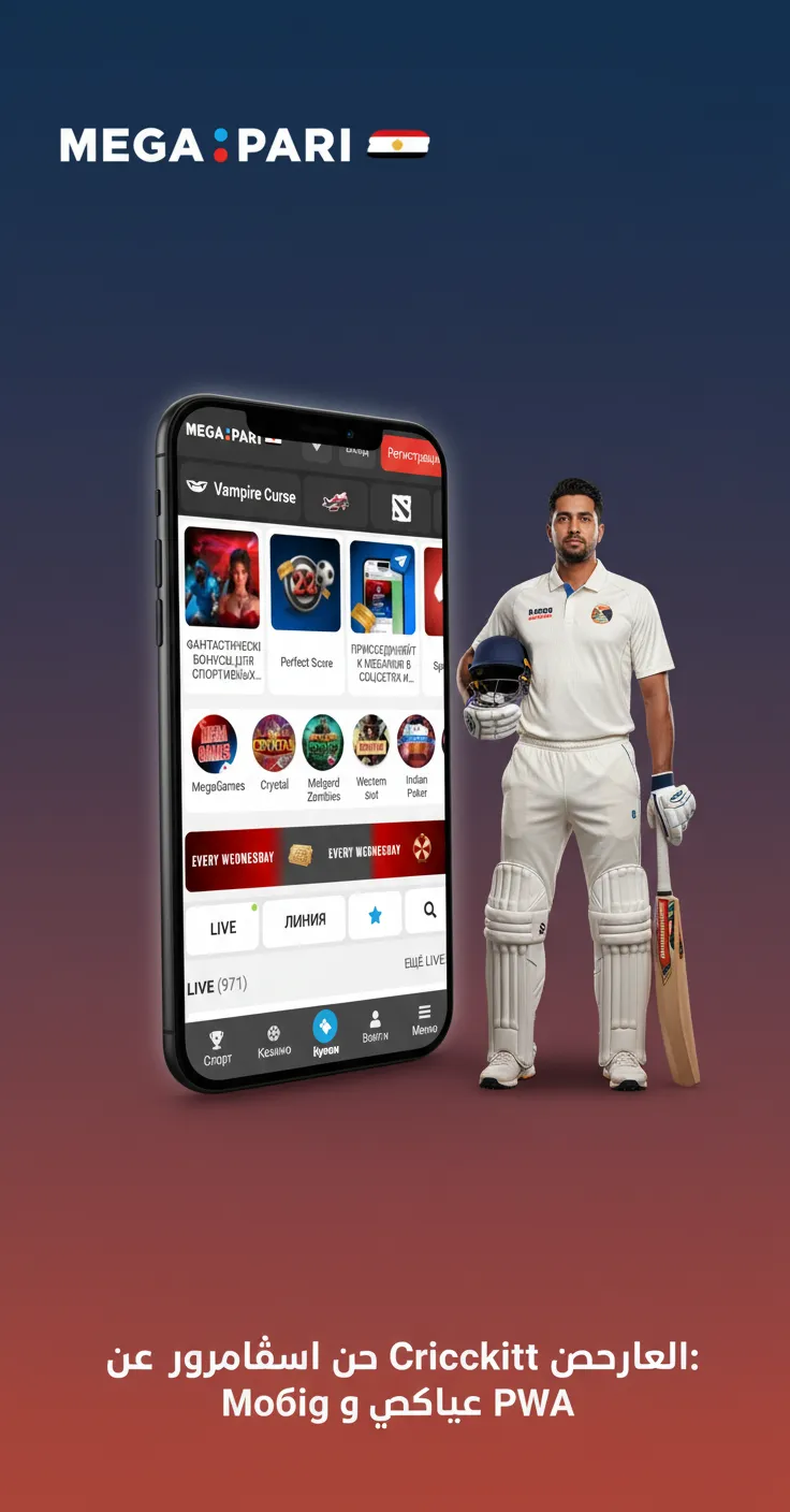 واجهة مراهنات كريكيت على الموبايل: تطبيق أندرويد عبر APK وPWA على iOS، أسواق قبل المباراة والحية وقسيمة رهان.
