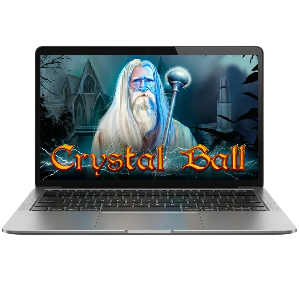 واجهة لعبة السلوت Crystal Ball على ميجا باري مع رموز سحرية ونص عربي يوضح البونص والترحيب للاعبي مصر