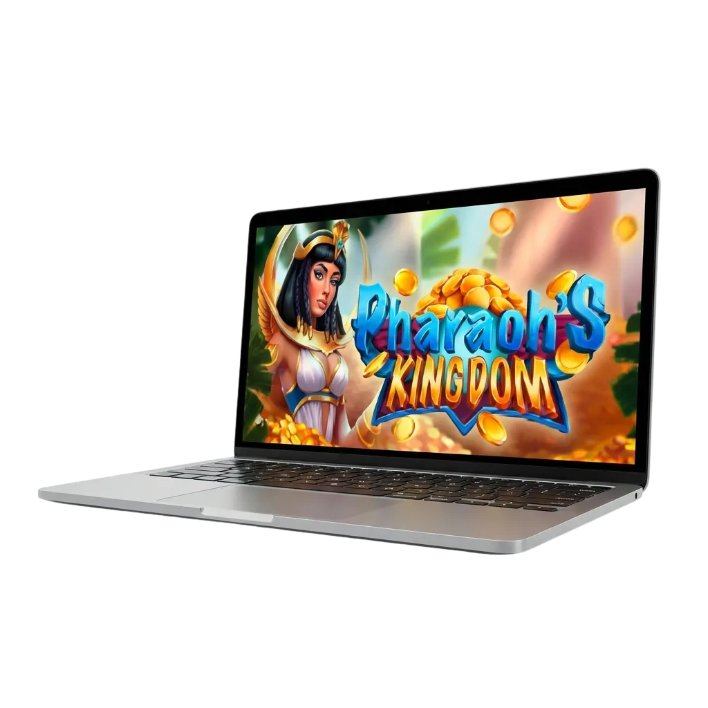 شاشة لعبة Pharaoh's Kingdom ذات طابع فرعوني على كازينو MegaPari مع رموز ذهبية وعروض مكافأة للاعبين في مصر