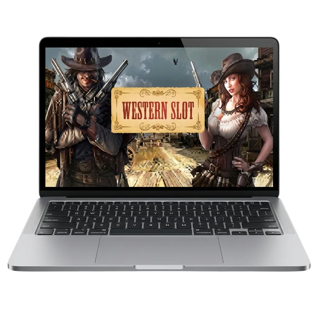 واجهة لعبة Western Slot على MegaPari بأجواء الغرب الأمريكي، تعرض بكرات السلوت ومكافأة ترحيبية للاعبين في مصر